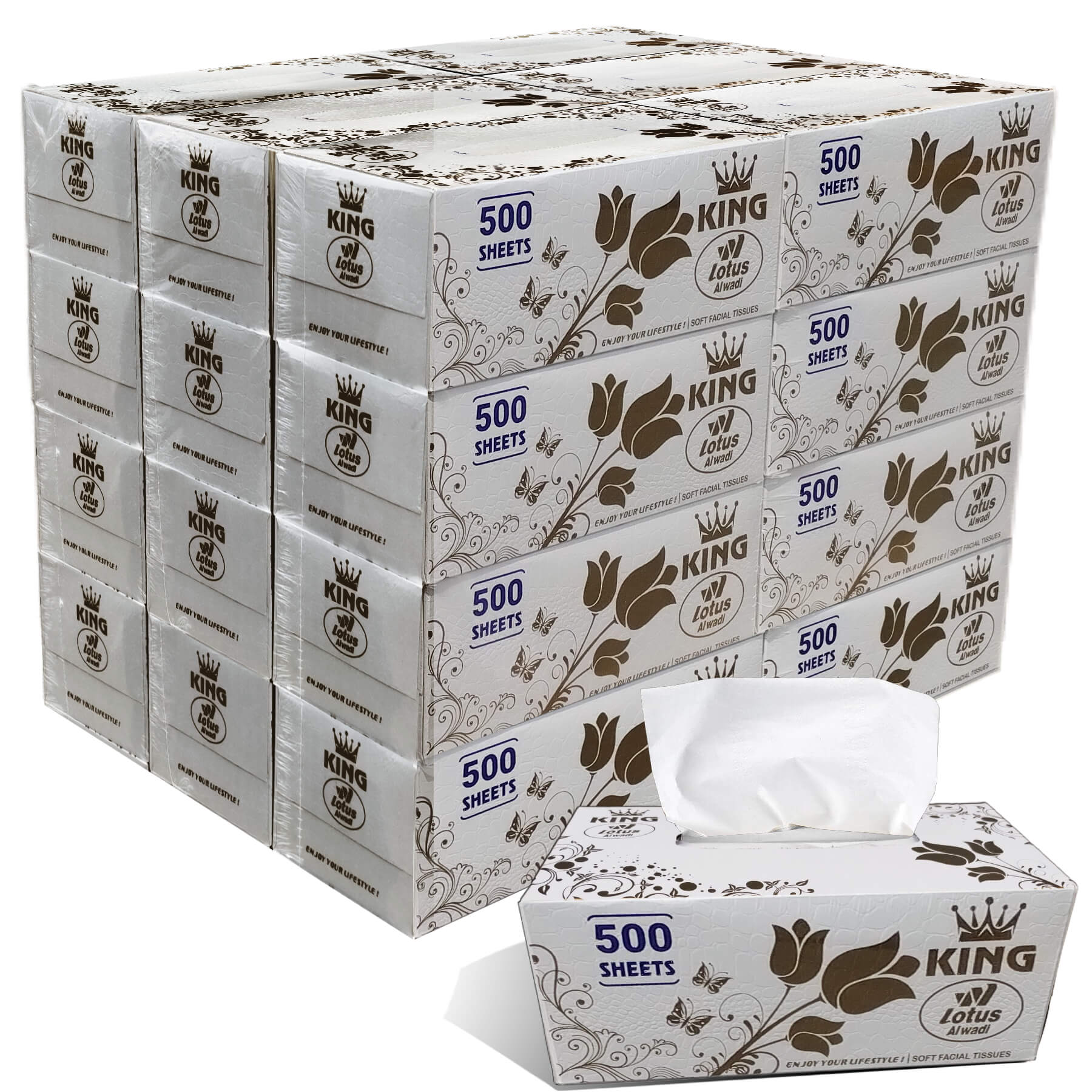 King Ultra Soft Facial Tissues, 500 Tissues per Box, 2-Ply, 24